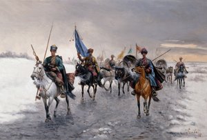 Un transporte de oro en Siberia (óleo sobre lienzo) de Konstantin Stoilov