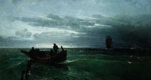 Figuras en un bote de remos en alta mar de Konstantinos Bolanchi