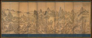 Montaña de Siete Joyas, Shunman, finales de 1800 (tinta y color sobre seda) de Korean School