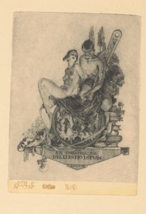 Hay ex libris para István Luszt Ex teatro dr. István Lustig (título sobre objeto)