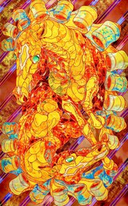 Caballos de mosaico dorado