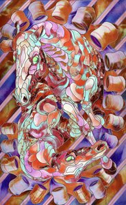 Caballos de vitrales de colores vivos de Kostyantin Malginov