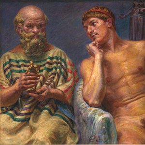 Sócrates y Alcibíades de Kristian Zahrtmann