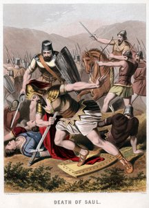 Muerte de Saúl y su escudero en batalla con los filisteos, 1870 de Kronheim and Co