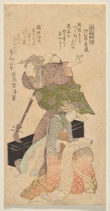 Una dama sosteniendo un shamisen mientras otra canta un libreto de j?ruri