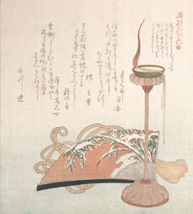 Candelero y abanico de Kubo Shunman