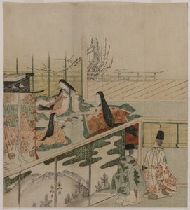 Damas de la corte haciendo muñecas, 1790s de Kubo Shunman