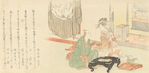 Cortesana con cliente frente a un Tokonoma Alcove, 1798