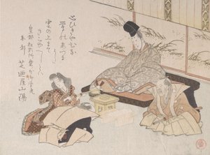 Noble recibiendo un poema humorístico Kyoka..., siglo XIX de Kubo Shunman
