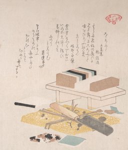 Alimentos de algas y utensilios de cocina, siglo XIX de Kubo Shunman