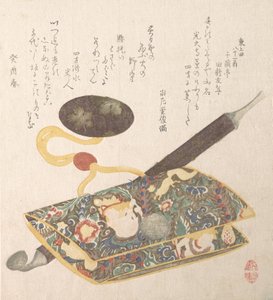 Bolsa de tabaco y pipa, 1813 de Kubo Shunman