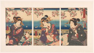 Prosperidad en las montañas a lo largo del río Sumida de Kunisada (II) , Utagawa