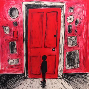 Una niña de 8 años dibuja una puerta roja en su dormitorio 3