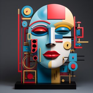 Escultura en 3D de un bello rostro humano 2