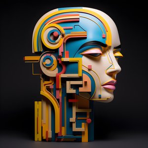Escultura en 3D de un bello rostro humano 3