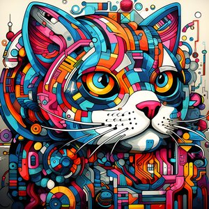 Dibujo abstracto de gato 3