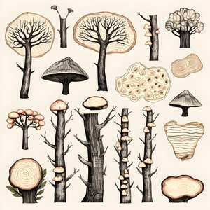 Tronco de árbol secciones, boho clipart, patrón de dibujo boho, tronco boho 3
