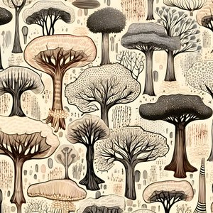 Tronco de árbol secciones, boho clipart, boho dibujo patrón, tronco boho 4