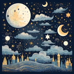 Esta es una colección de ilustración aislada de fantasía de los elementos del cielo 4