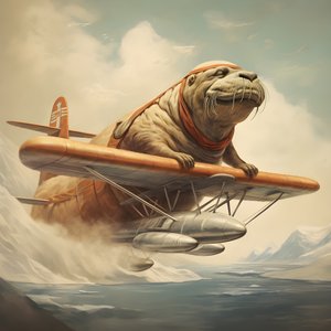 Una morsa pilota un avión 3