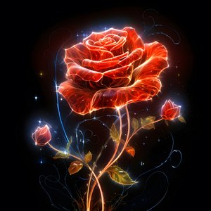 Boceto de una rosa roja en flor, con un solo pétalo y algunas líneas detalladas 4