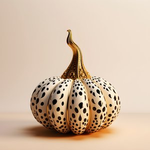 Oro blanco y negro, calabaza sobre fondo beige 2
