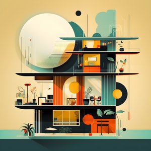 Gráficos de diseño moderno de mediados de siglo 1