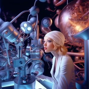 Microscopio electrónico de superresolución Toma de una mujer al estilo artístico de David LaChapelle 3