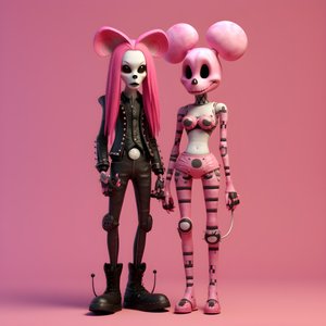 pesadilla antes de navidad punk rosa minnie y mickey mouse 2