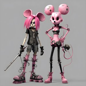 pesadilla antes de navidad punk rosa minnie y mickey mouse 3