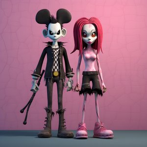 pesadilla antes de navidad punk rosa minnie y mickey mouse 4