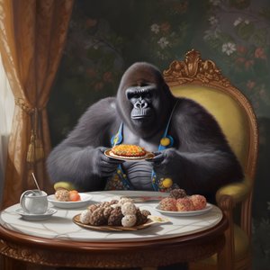 un gorila comiendo 3