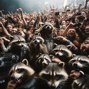 una horda de mapaches en un espectáculo de rock 3