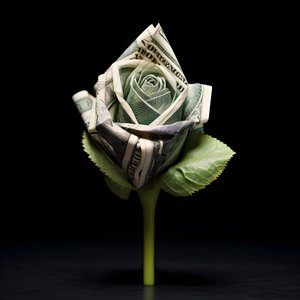 una rosa hecha de billetes de 100 dólares, que son eléctricos 4