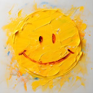 Carita sonriente amarilla pintada en Impasto 1
