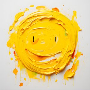 carita sonriente amarilla pintada con Impasto 2