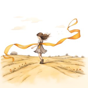 dibujo ingenuo de una niña con una cinta bailando 1