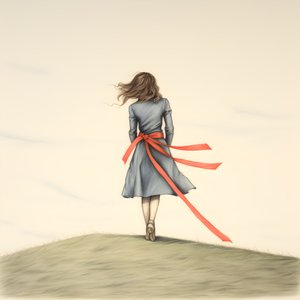 dibujo ingenuo de una niña con una cinta bailando 3