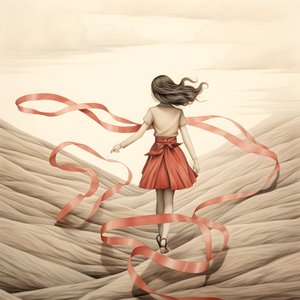 dibujo ingenuo de una niña con una cinta bailando 4