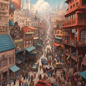 ciudad con mucha gente realista 1