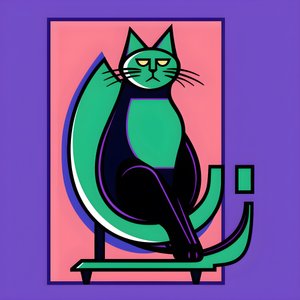 para crear un llamativo contraste, el contenido gato plateado se asienta en el estilo de líneas limpias modernistas 1