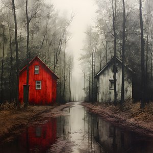 dos casas rojas en el bosque 3