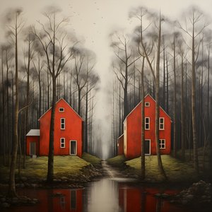 dos casas rojas en el bosque 4 de Kurt Heppke