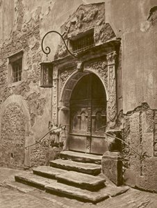 Rothenburg o d T, Portal des alten Rathauses; Rothenburg-on-the-Tauber, Portal del antiguo Ayuntamiento (foto b/n) de Kurt Hielscher