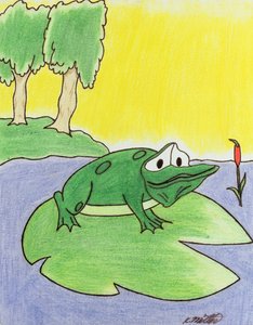 Lily Pad Frog, 2005 (lápiz de color sobre papel)