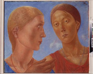 Dos de ellos. Pintura de Kuzma Sergeevich Petrov Vodkin (Petrov-Vodkin) (Kouzma Petrov Vodkin) (Petrov-Vodkin) (1878-1939), óleo sobre lienzo