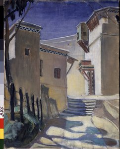 La Kasbah (Casbah), Argel (Casbah, Argel) - Pintura de Kuzma Sergeevich Petrov Vodkin (Petrov-Vodkin) (Kouzma Petrov Vodkine) (Petrov-Vodkine) (1878-1939), óleo sobre lienzo