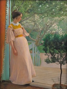 En las ventanas francesas. La esposa del artista