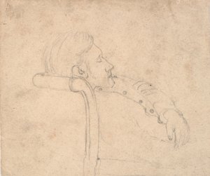 Hombre durmiendo en un sofá. Media figura de Laurits Andersen Ring