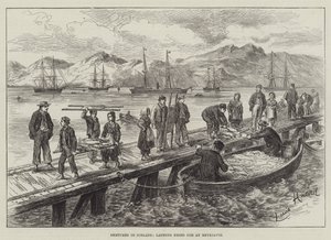 Bocetos en Islandia, desembarcando Bacalao Seco en Reikiavik de L. Huard